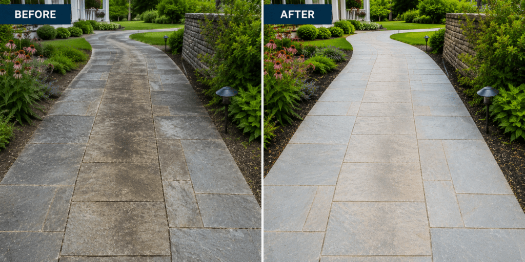 SPARKLES POWER WASHES WALKWAYS AND SIDEWALKS