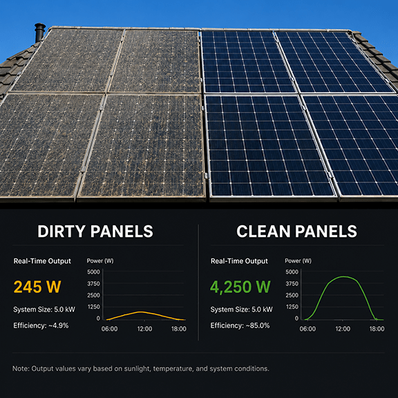 Clean solar panels work more efficiently